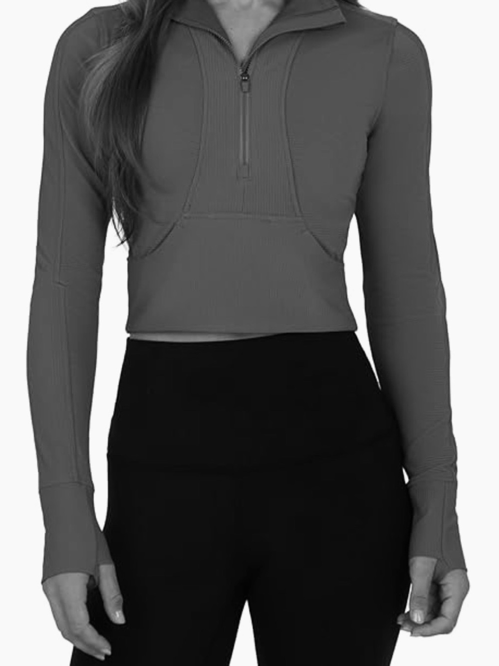 90 Degree Cropped Long Sleeve Athleisure Top – Soft Sage Green